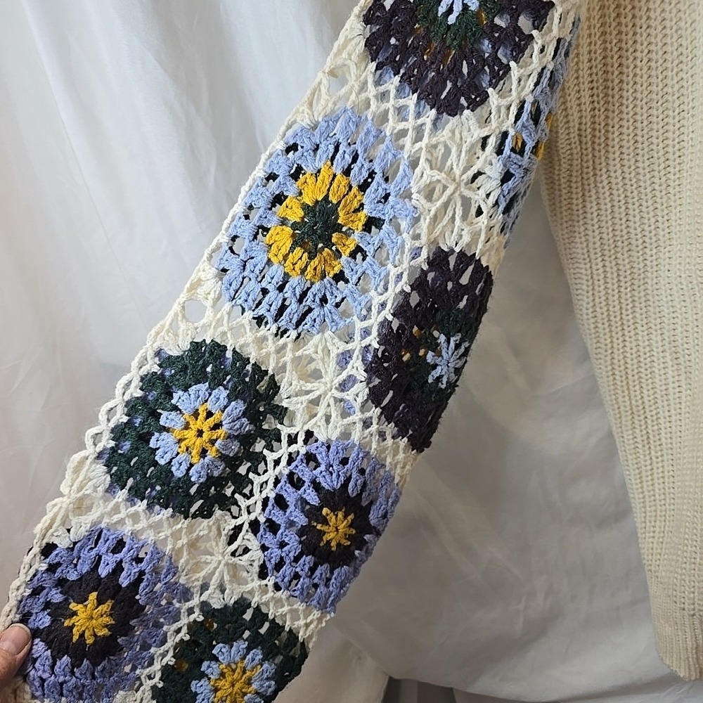 Sweet Lovely By Jen Wildflower Blooms Crochet Sweater Size M‎ Boho Cottagecore - Picture 4 of 15